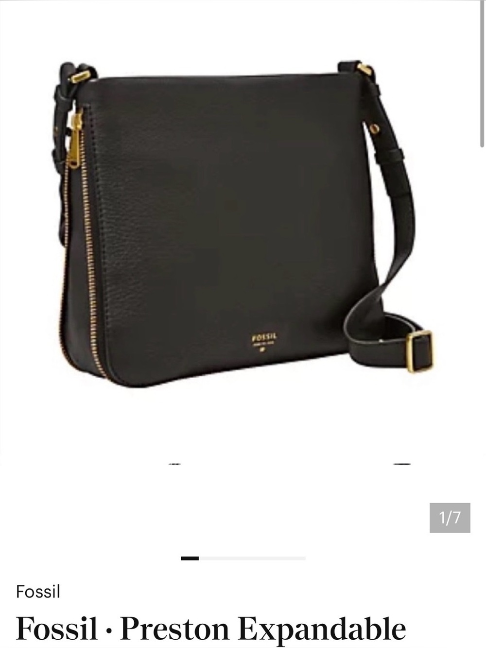 Fossil • Preston Expandable Crossbody • Pebbled Black